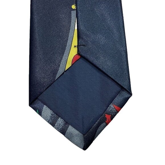 CARLO CHEGA Imported Silk Christmas Tie Blue Multi Men's‎ 3.75" Santa Parties - Picture 4 of 9